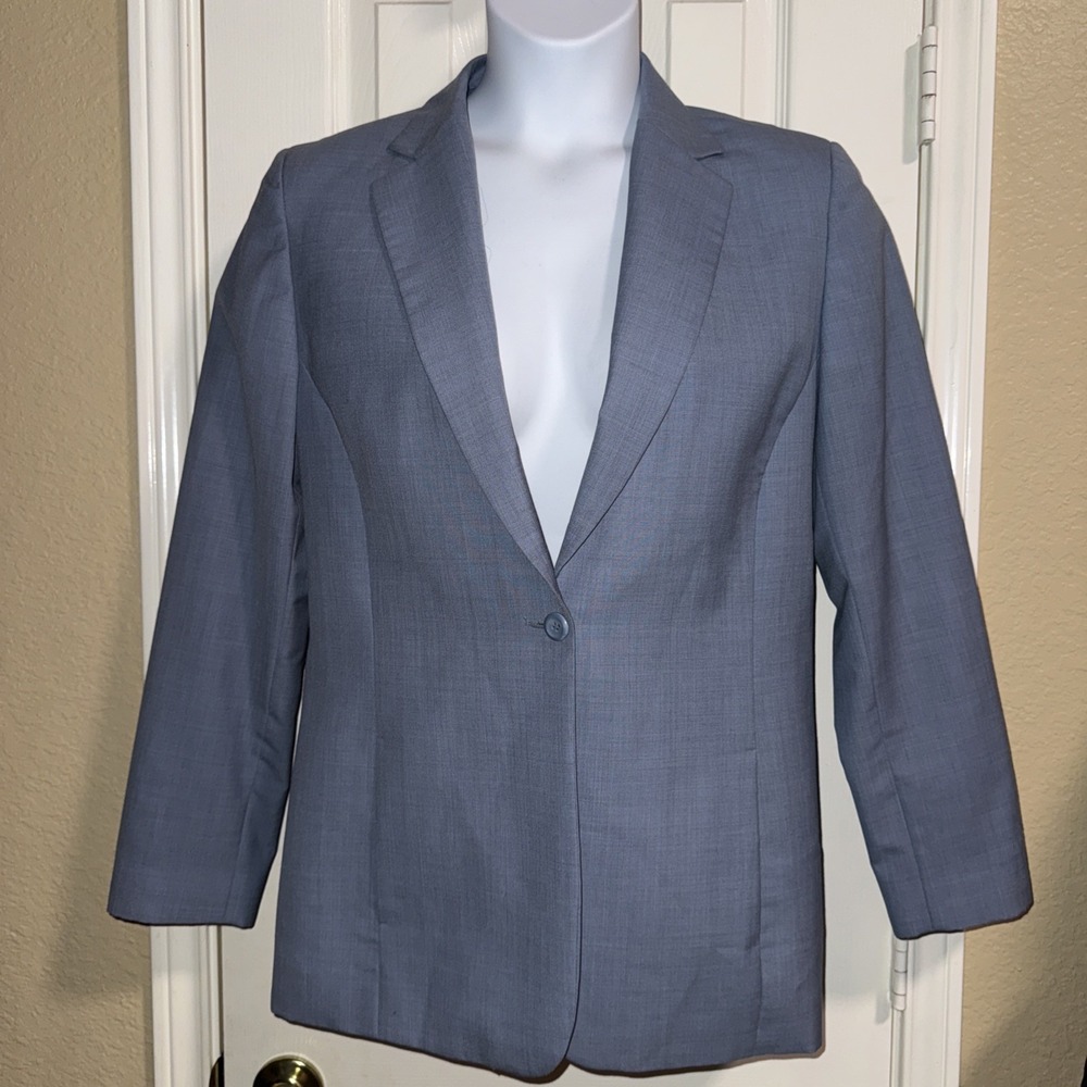 Pendleton‎ Blazer Womens 14 Light Blue 100% Virgin Wool Lined One Button